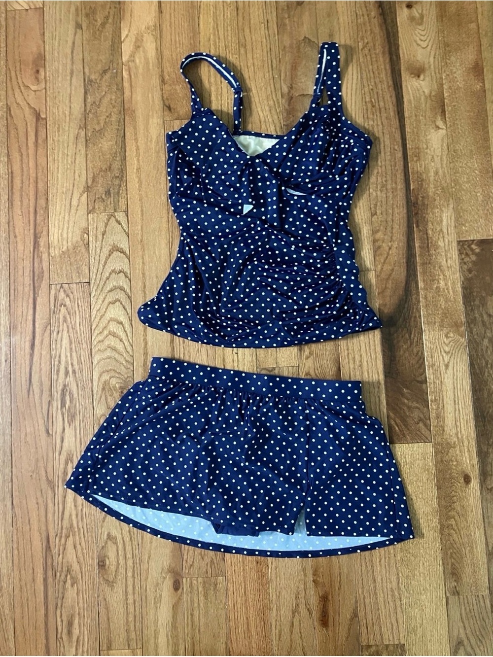 Talbots Navy Polka Dot Two-Piece Swim Set